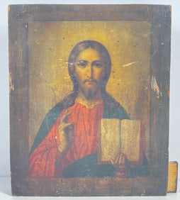 19th Century Russian Icon Christ Pantocrator