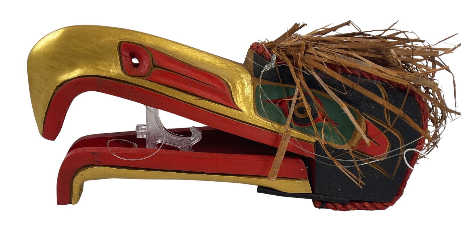 Pacific NW Kwakiutl Polychome Jointed Wood Carved Mask of Raven (1 of 7)