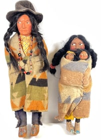 Vintage 1920s Native American Skookum Doll Man & Woman