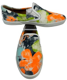 Vintage NWT Jimmy Choo Demi Neon Flame Multi Color Slip On Shoes