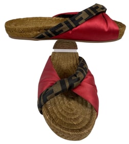 Vintage New old Stock Fendi Twisted Satin Espadrille Slide Sandals