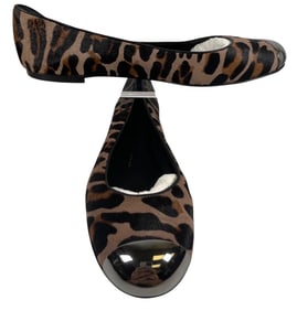 Vintage New old Stock Giuseppe Zanotti Calf Hair Lepoard Print Ballet Flats