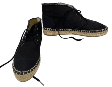 Vintage New old Stock Chanel Black Canvas High Top Espadrille Shoes