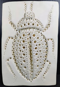 Alexander Ney White Terracotta Cockroach Relief Sculpture