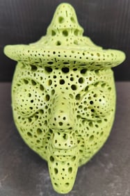 Alexander Ney Green Terracotta Funky Male Head w/ Hat