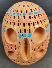 Alexander Ney Orange Terracotta Psychedelic Dots Skull