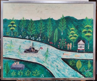 Jack Hassen Modern Primitive Folk Art Summer River Fun