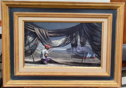 Jack Frankfurter O/C Boy Hanging the Sails, c.1970s