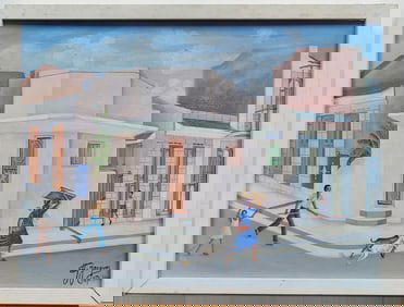 Eddy Jacques O/B Haitian Street Scene Painting