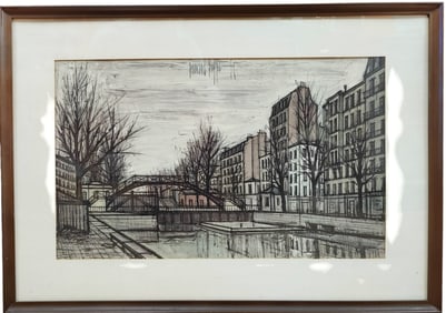 After Bernard Buffet Lithograph St Martin Canal, c. 1950s