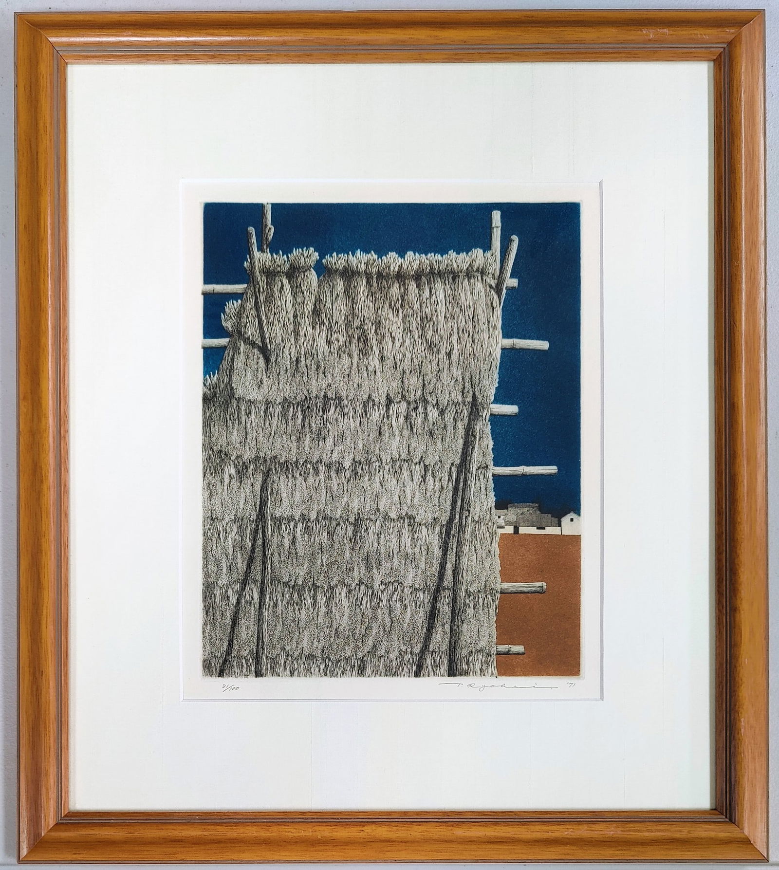 Ryohei Tanaka L/E Aquatint "Rice Harvesting", 1971 (1 of 4)