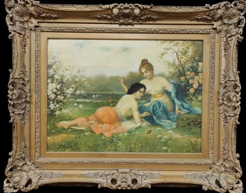 Frederic Soulacroix Semi Nude Women Playing in the Garden