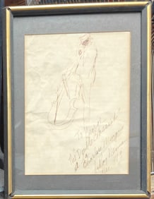 LeRoy Neiman Scribble Sketch Marker Drawing Bassist