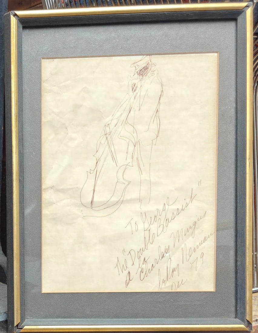 LeRoy Neiman Scribble Sketch Marker Drawing Bassist (1 of 4)