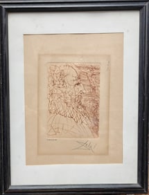 Salvador Dali L/E Etching Titled El Greco in Profile