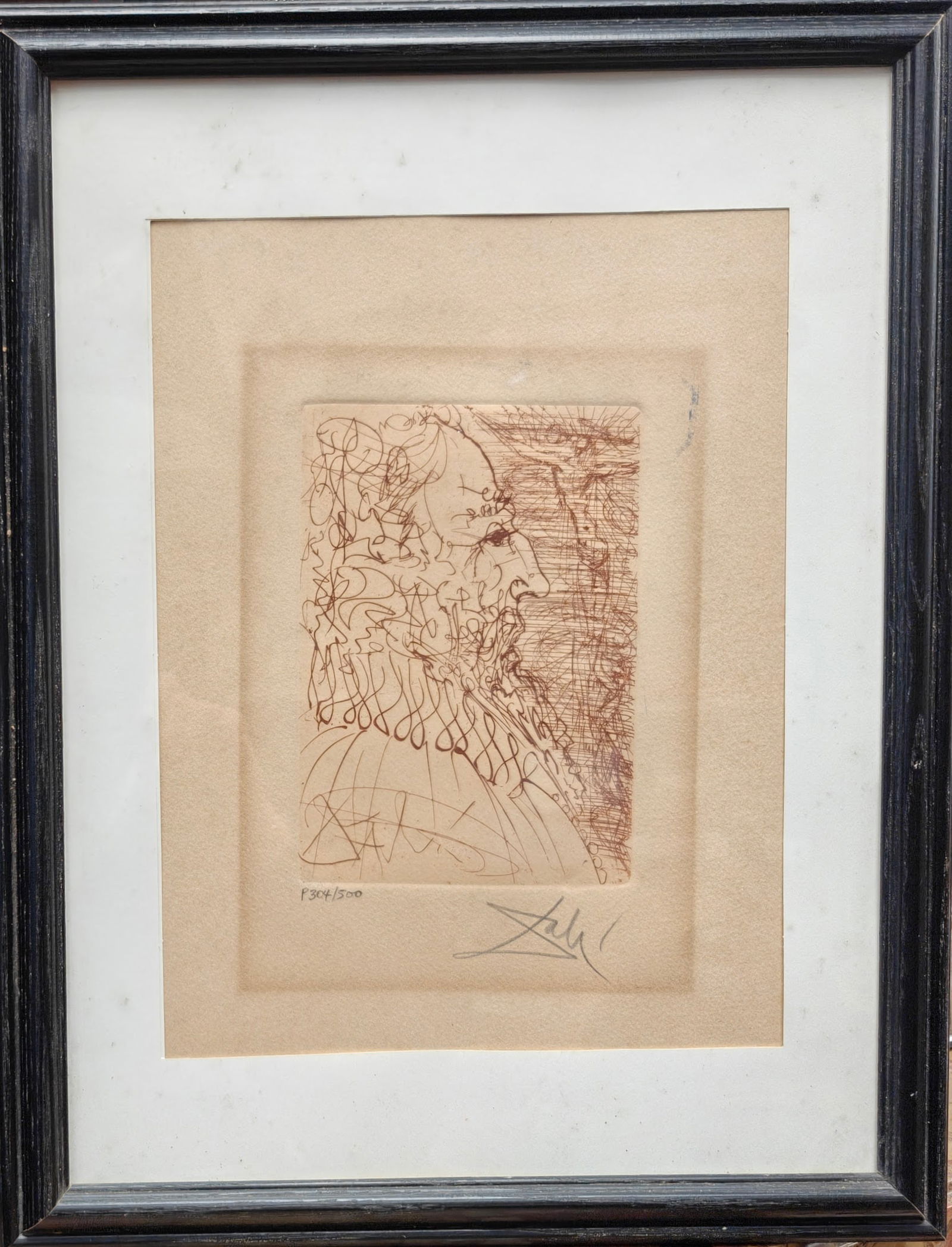 Salvador Dali L/E Etching Titled El Greco in Profile (1 of 3)