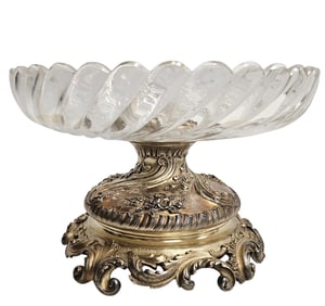 Louis XV Revival Maison Cardeilhac Crystal & Gilt Silverplate Centerbowl