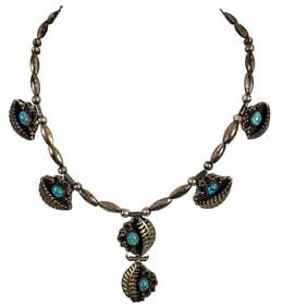 Native American Sterling Silver & Turquoise Necklace