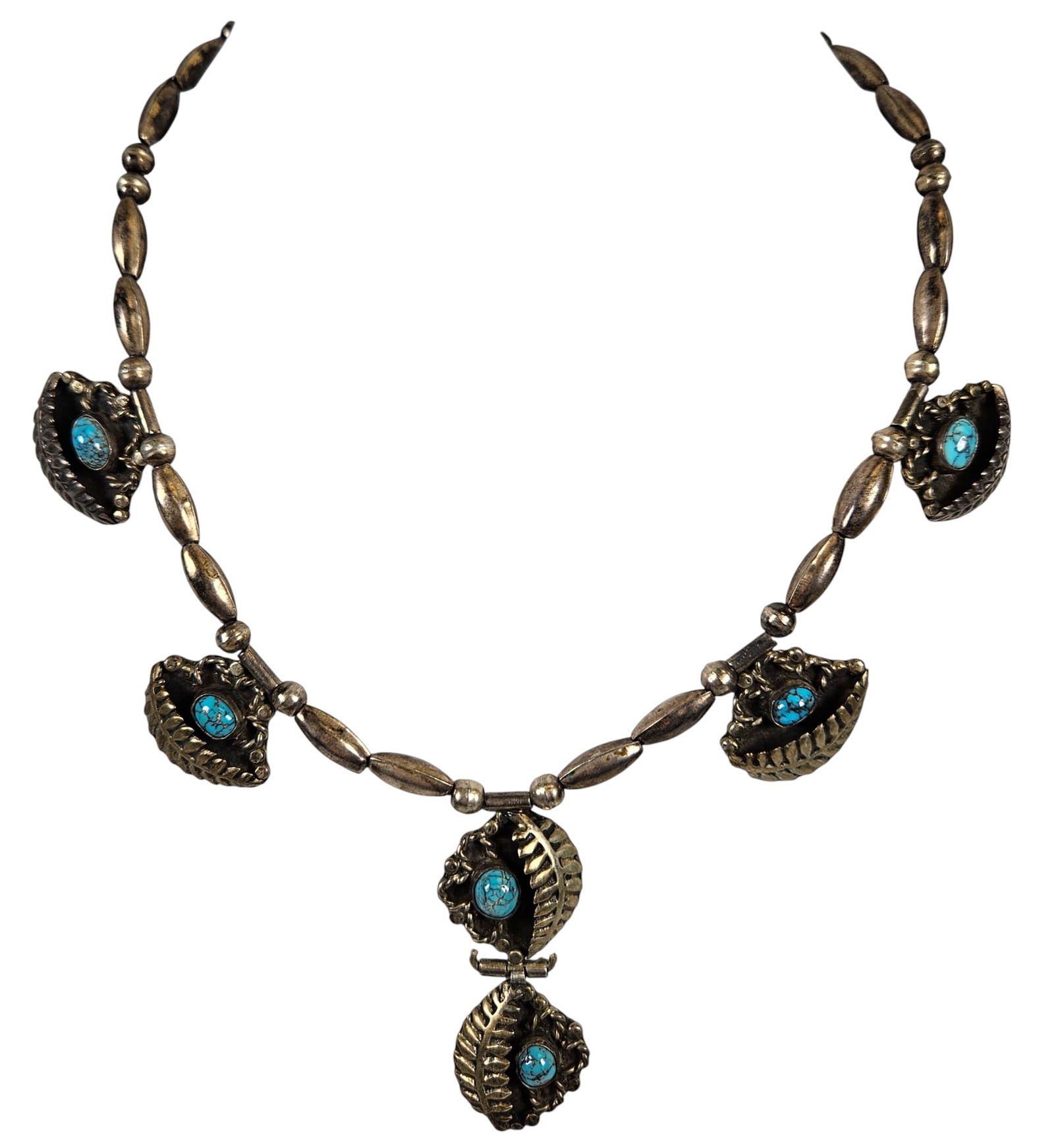 Native American Sterling Silver & Turquoise Necklace (1 of 3)