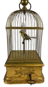 19th Century Wind Up Automaton Bird in Cage