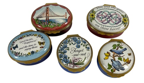 (5) Halcyon Days Enamel Trinket Boxes