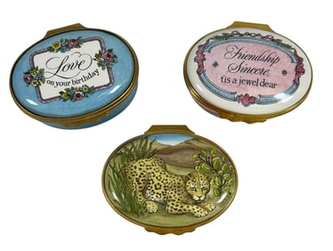 (3) Cartier Enamel Trinket Boxes