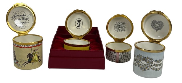 (4) Cartier Enamel Trinket Boxes
