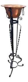 Wrought Iron Plant Stand with Copper Basin