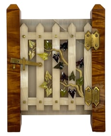 19th Century Satinwood & Onyx Gate Front Easel Photo Frame