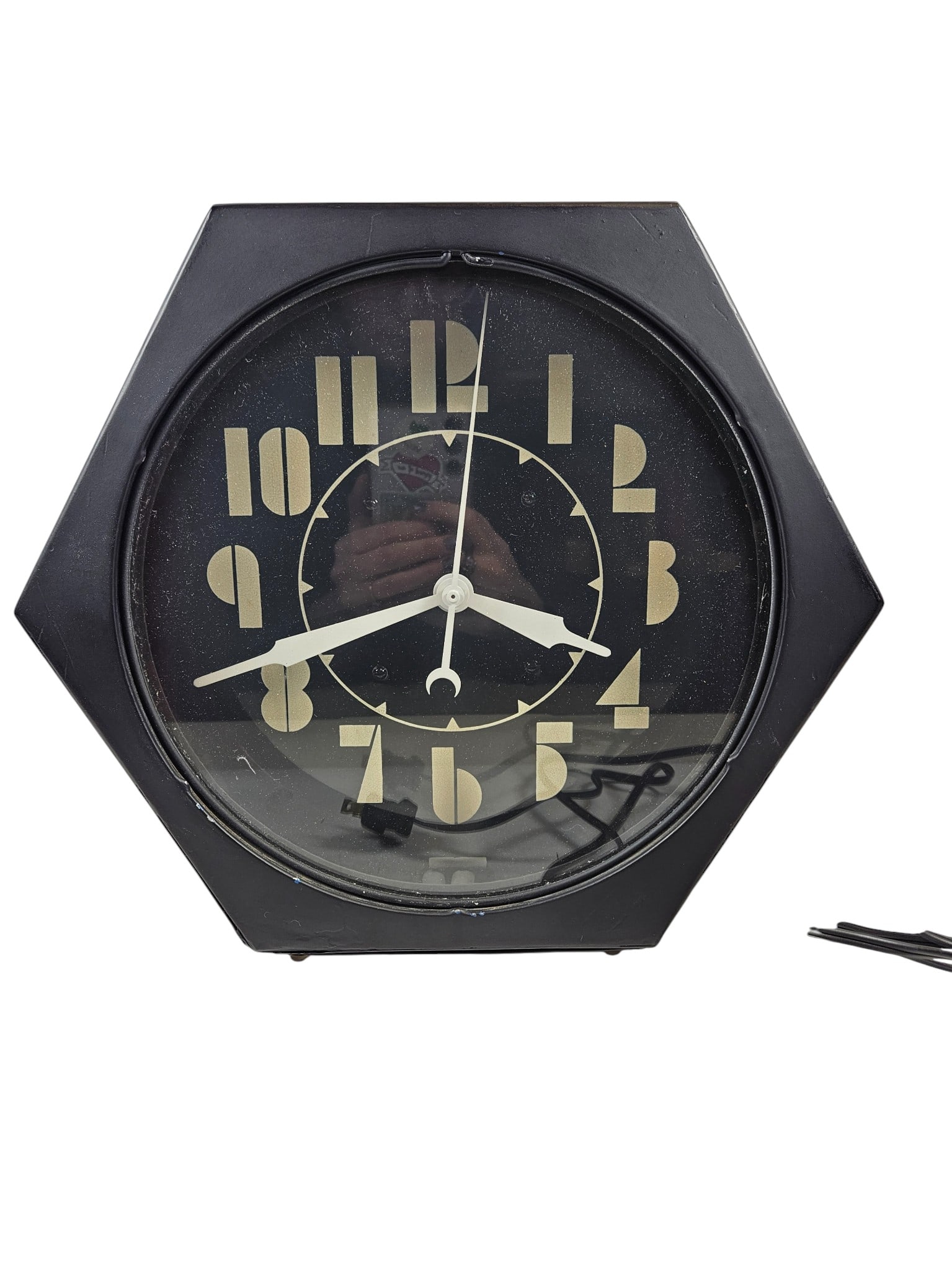 1940s Art Deco Neon Hexagon Clock by Neon Clock Co (1 of 7)