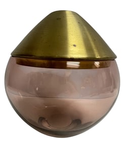 Utopia & Utility India Small Brass Glass & Wood Stackable Container