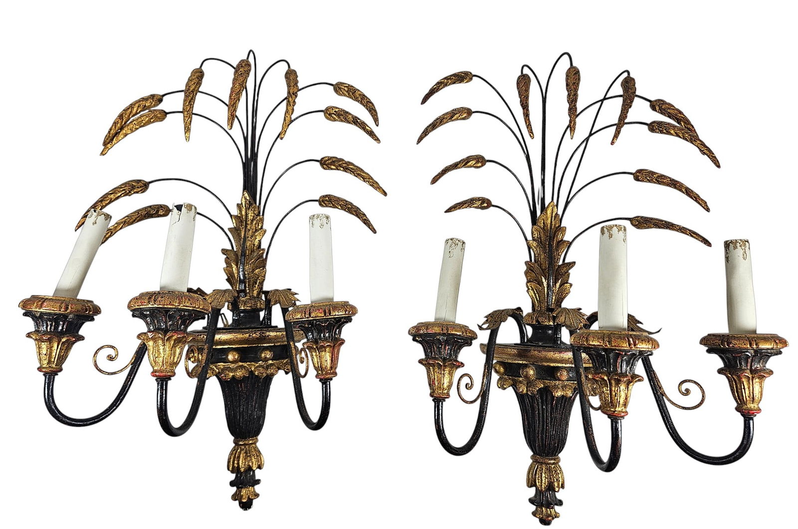 Pair Italian Gilt Wood & Tole Sconces (1 of 6)