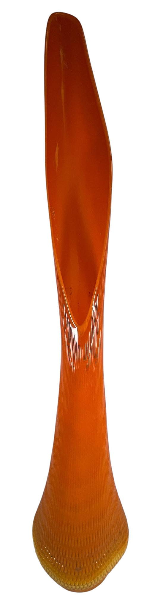Mid Century LE Smith Glass Nubby Butt Bittersweet Swung Floor Vase: Measures 43 inches high, 8.5 inch diameter at its widest, this vintage piece embodies the essence of mid-century modern design. Overall good condition, no chips or cracks. Please see all photos.