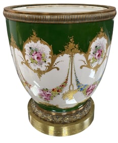 19th Century Sevres Style Bronze Mounted Cache Pot