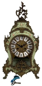 Louis XV Style Bronze Mounted Painted Wood Clock