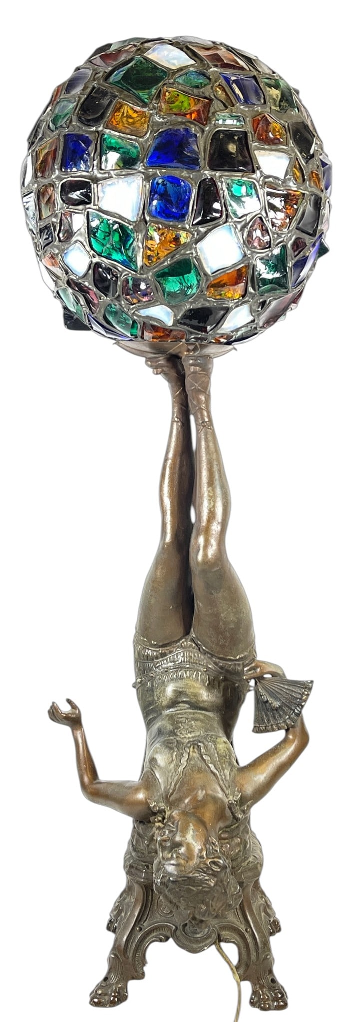 Art Deco Chunk Jewel Spelter Figural Woman Lamp (1 of 5)