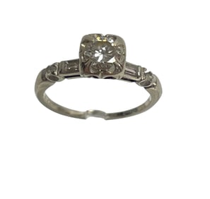 Viintage 14k White Gold .75 Diamond Solitaire Engagement Ring size 6.5