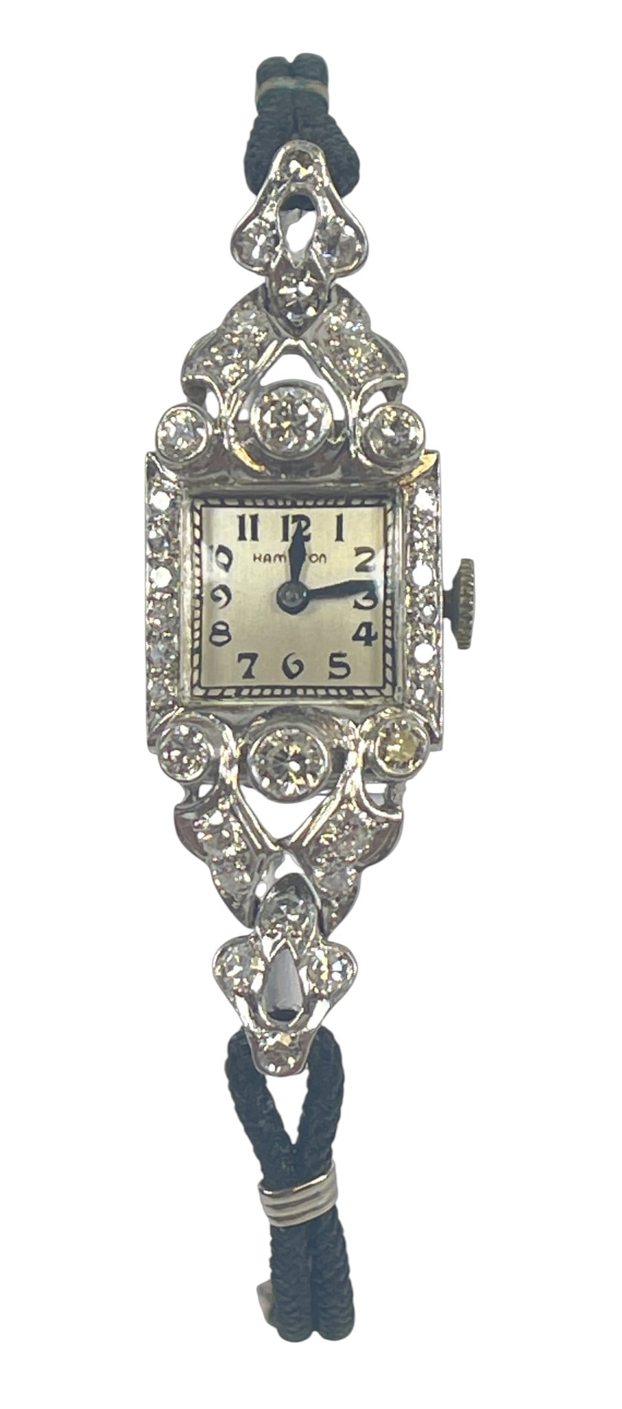 Art Deco Diamond & Platinum Ladies Wrist Watch 14k Clasp (1 of 7)