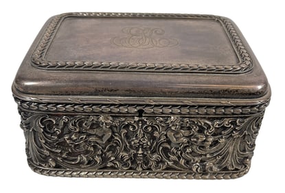 Heavy Art Nouveau Theodore B Starr Sterling Silver Repousse Casket