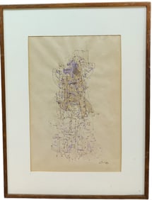 Illegibly Signed W/C Abstract Figural Female Form