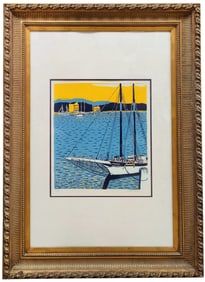 Biagio Civale L/E Modernist Lithograph Boats in Harbor