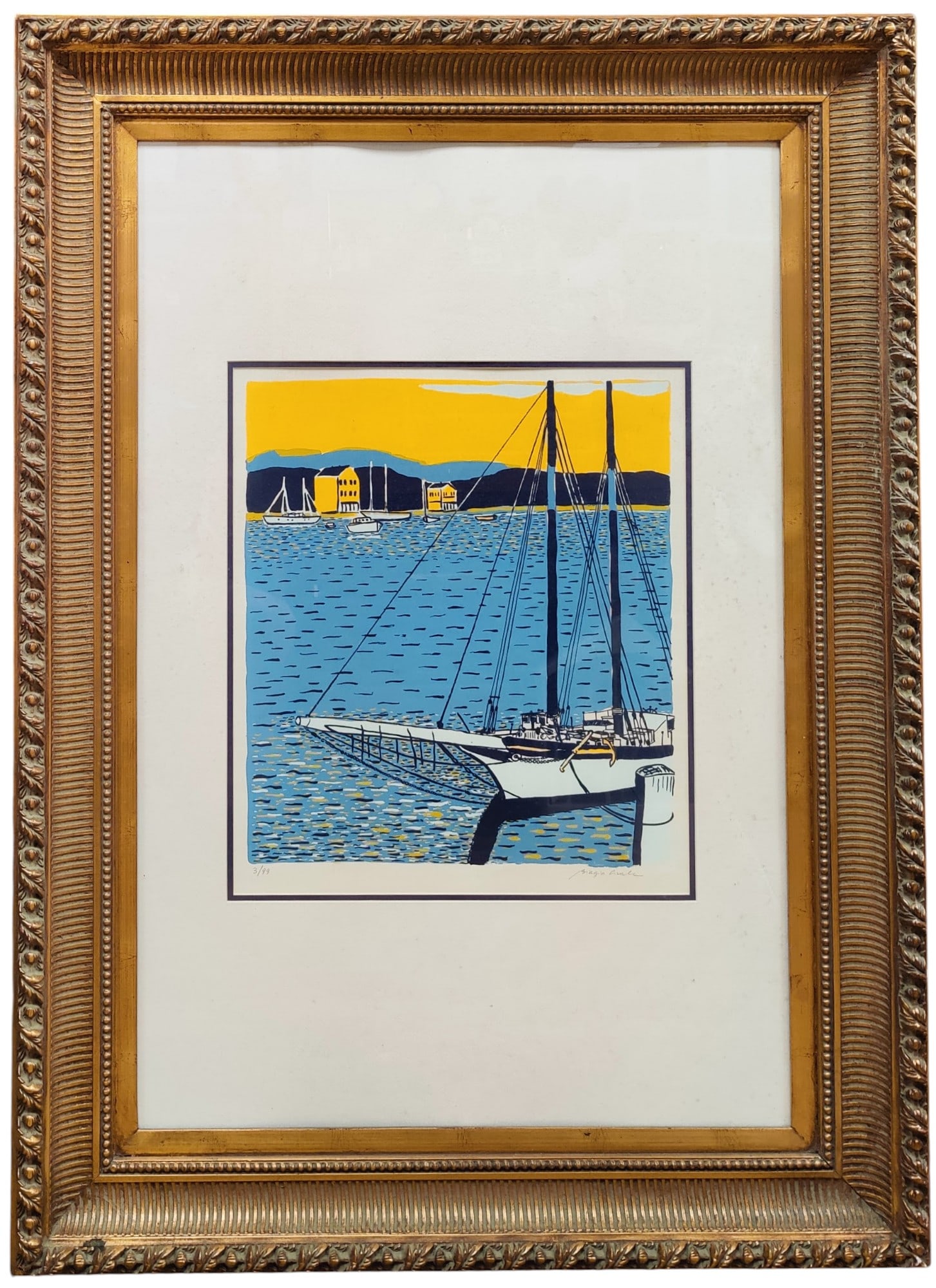 Biagio Civale L/E Modernist Lithograph Boats in Harbor (1 of 4)