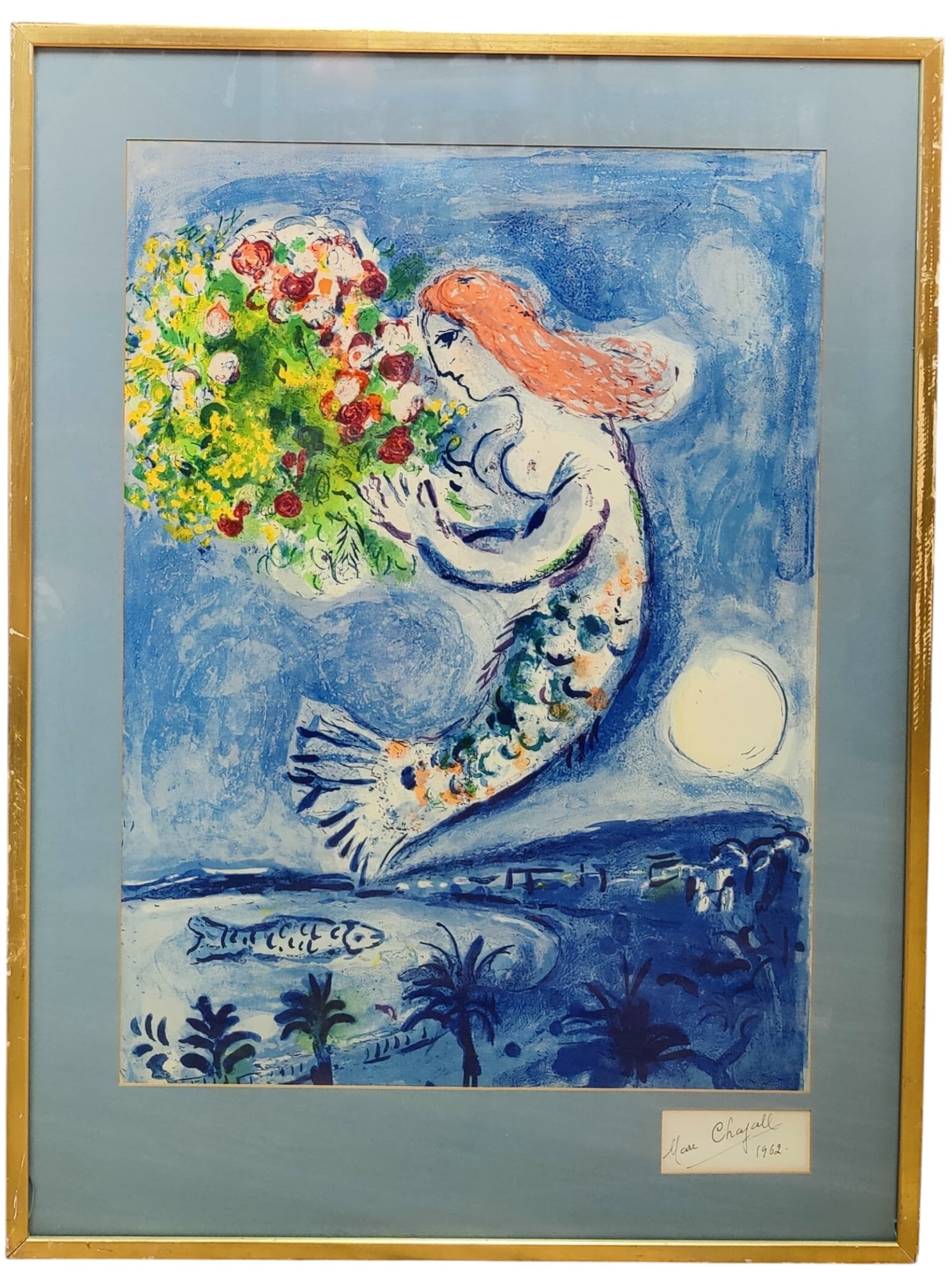 Attributed Marc Chagall Signed Soleil Fleurs Poster, 1962 (1 of 4)