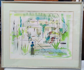 Alfred Birdsey W/C Modernist Abstract Landscape