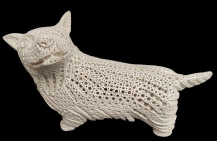 Alexander Ney Large White Terracotta Bear Cub Sculpture