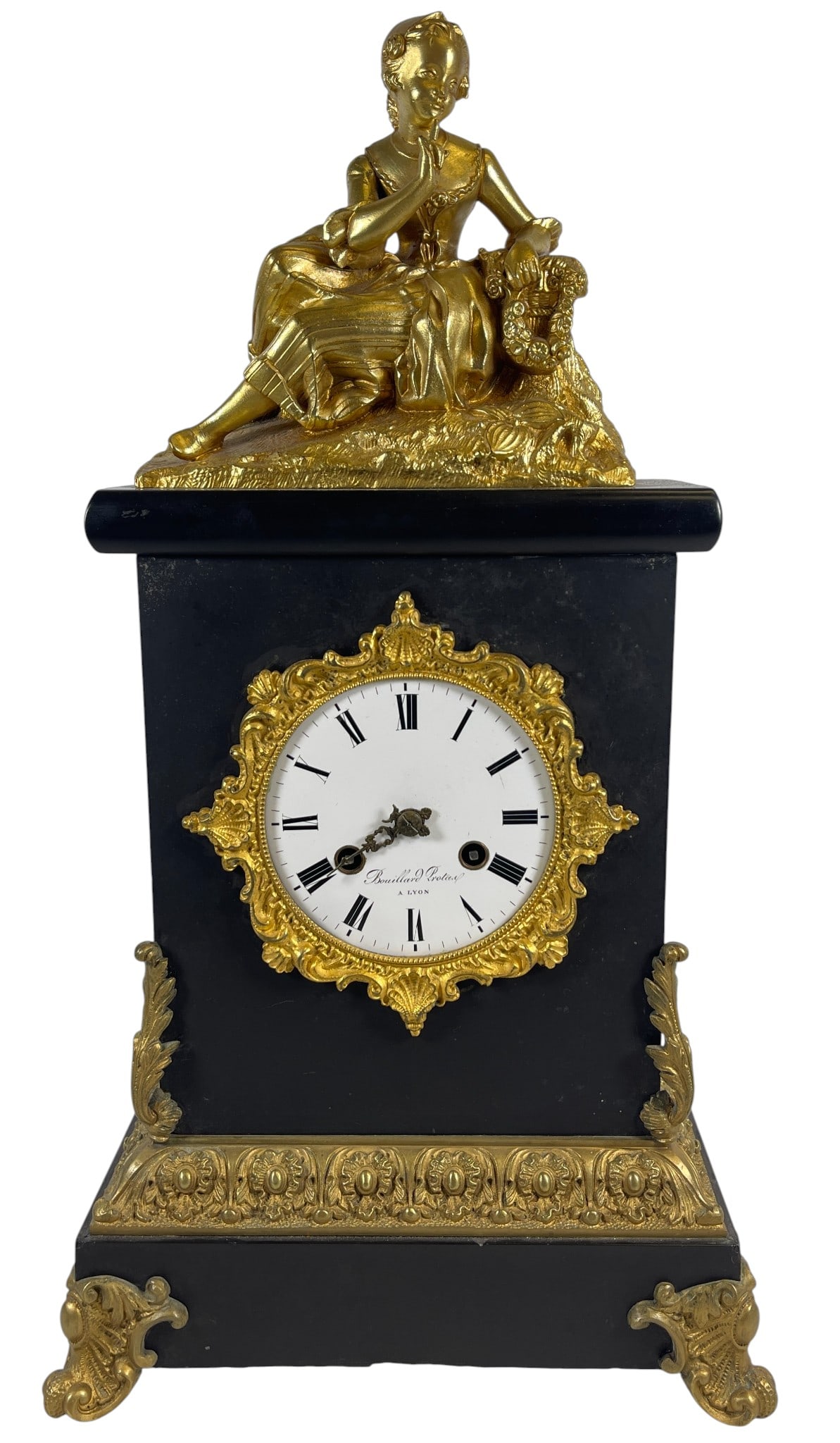 19th Century Napoleon III Bronze & Black Marble Mantel Clock (1 of 12)