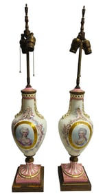 Pair 19th Century French Sevres Style Lamps