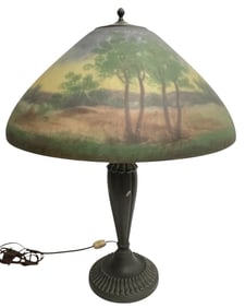c1930 Signed Jefferson Reverse Painted Table Lamp