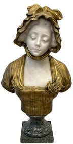 Affortunato Gori (French, 1895-1925) Signed Marble Bust of A Lady