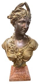 19th Century French Bronze Bust 'Ceres' on Marble Base